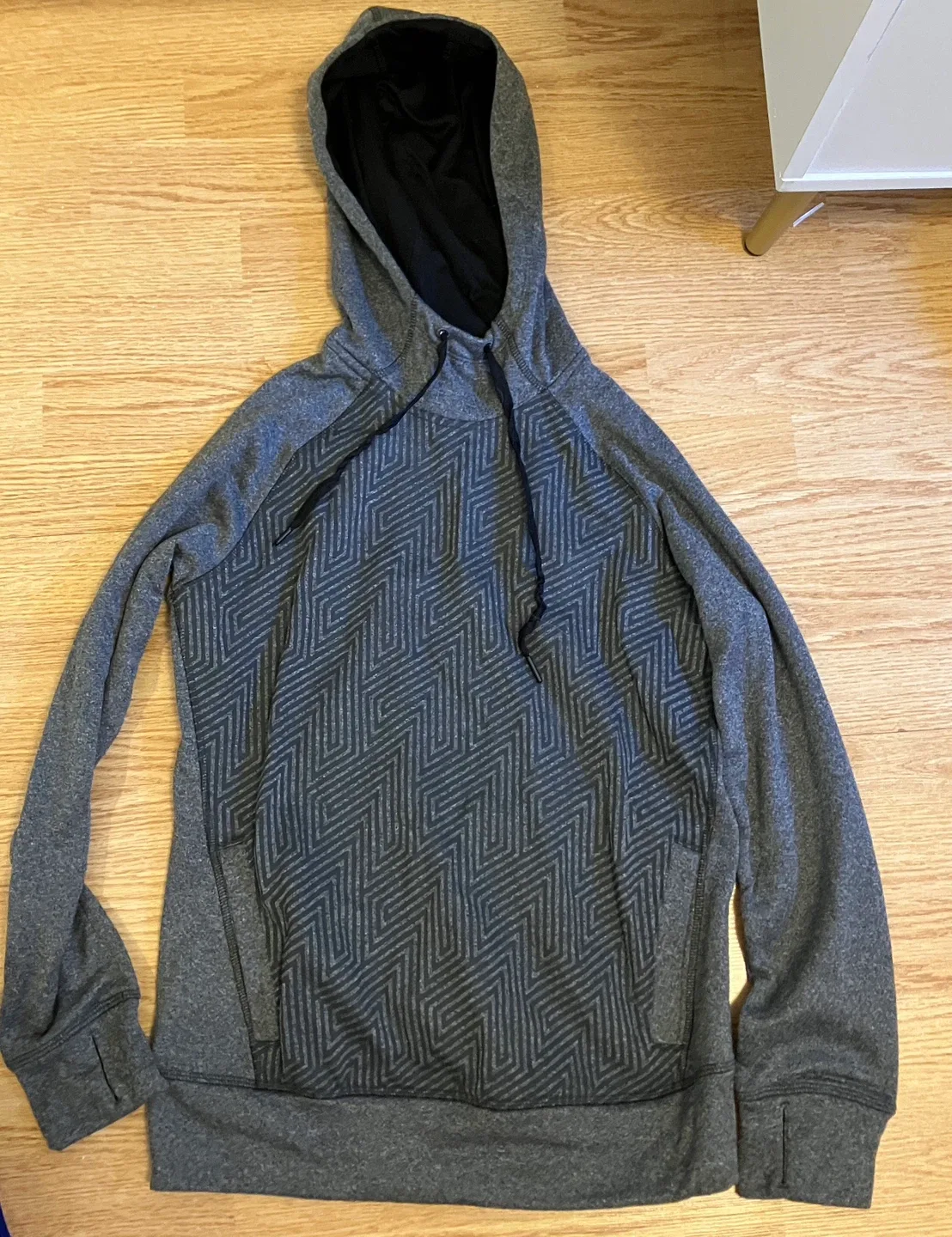 Adidas Grey Patterned Hoodie - Small thumbnail