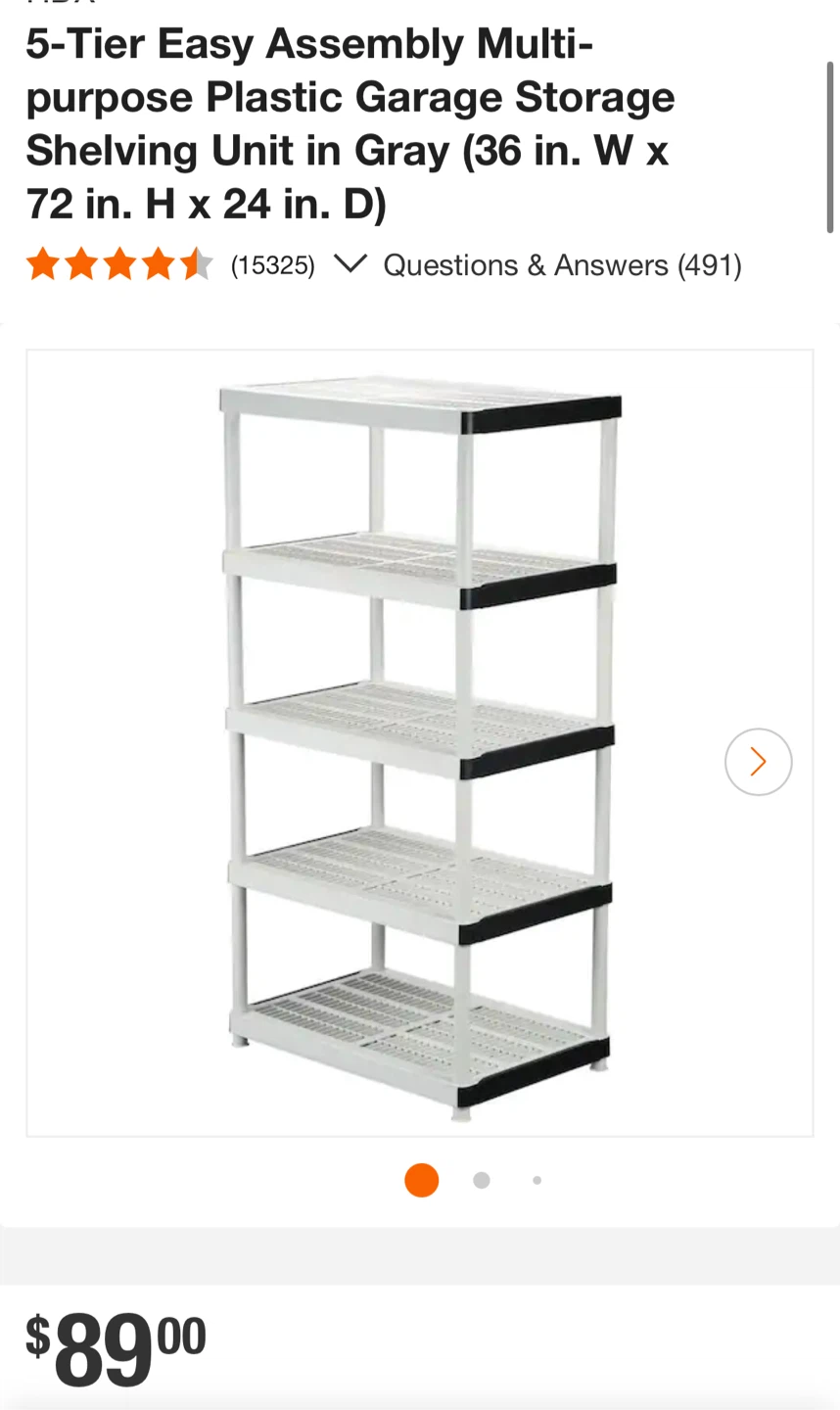 5-Tier Garage Storage Shelving Unit - Gray