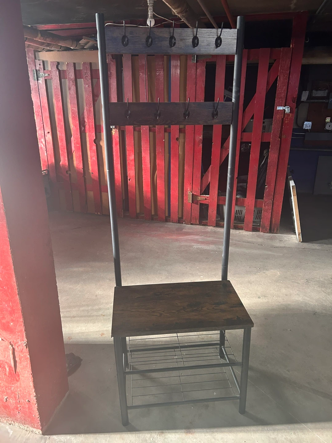 Coat Rack Stand with Shoe Storage Bench