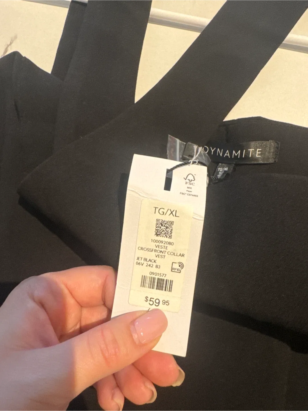 Dynamite Crossfront Collar Vest - Black, XL image indicator(2)