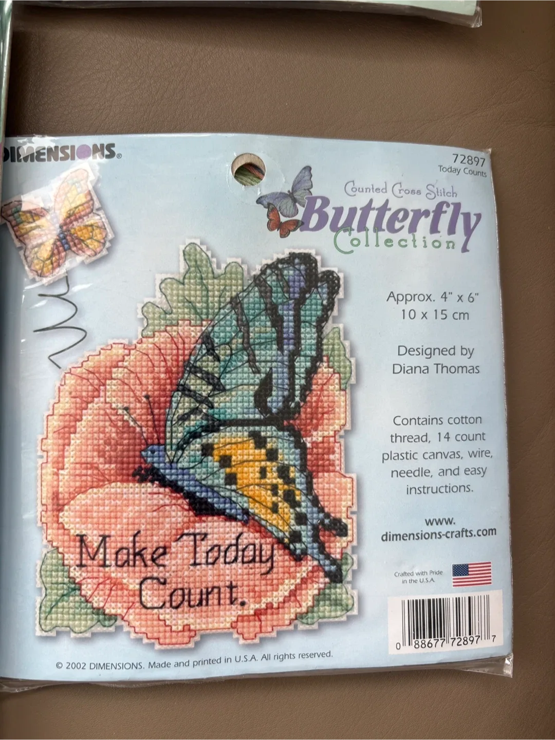 NEW Counted Cross Stitch Kit Butterflies 4” x 6” thumbnail