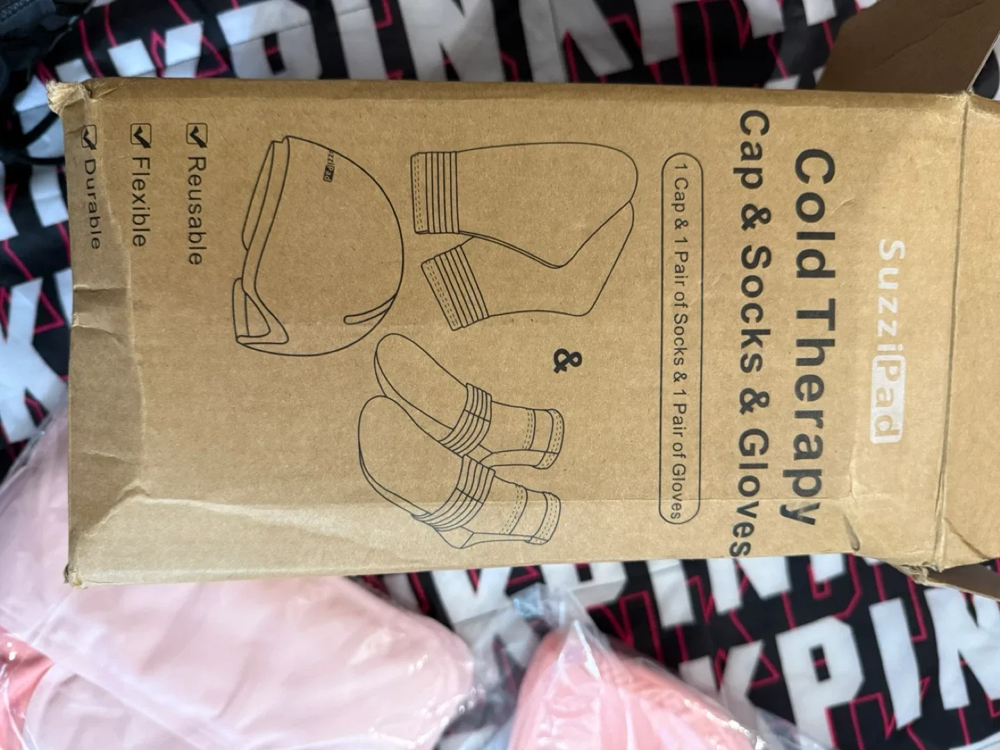 SuzziPad Cold Therapy Cap, Socks & Gloves Set - NEW thumbnail