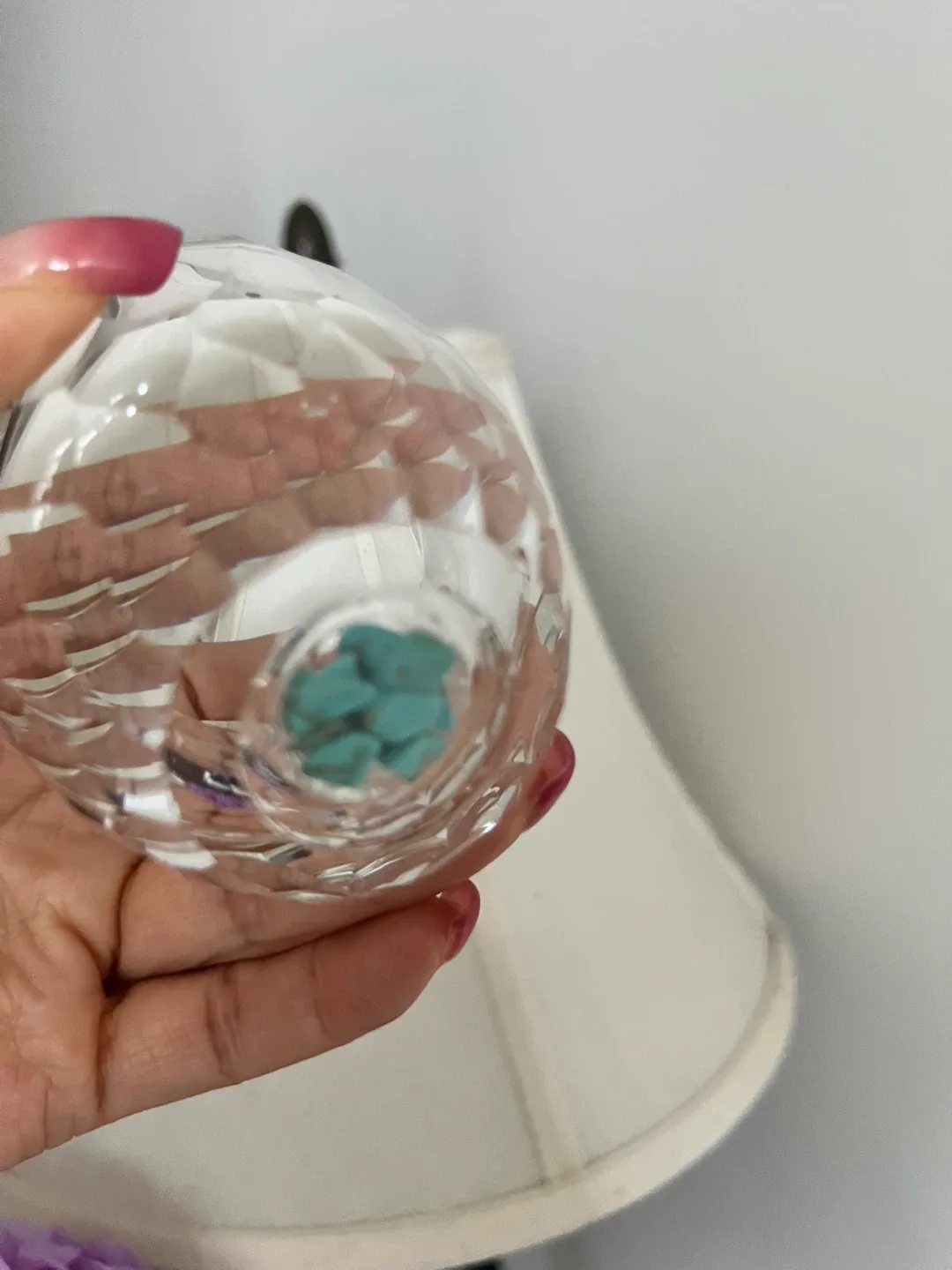 Clear Glass Cup with Turquoise Stones image indicator(4)