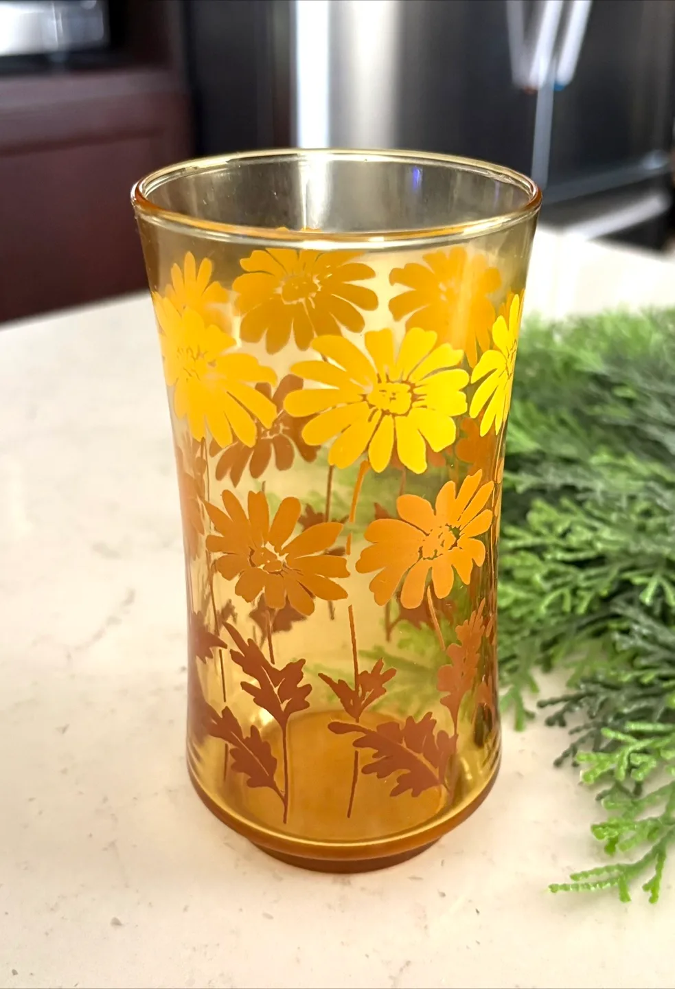 Vintage (1960s) Libbey Ombre Floral Drinking Glasses Set of 3 image indicator(3)