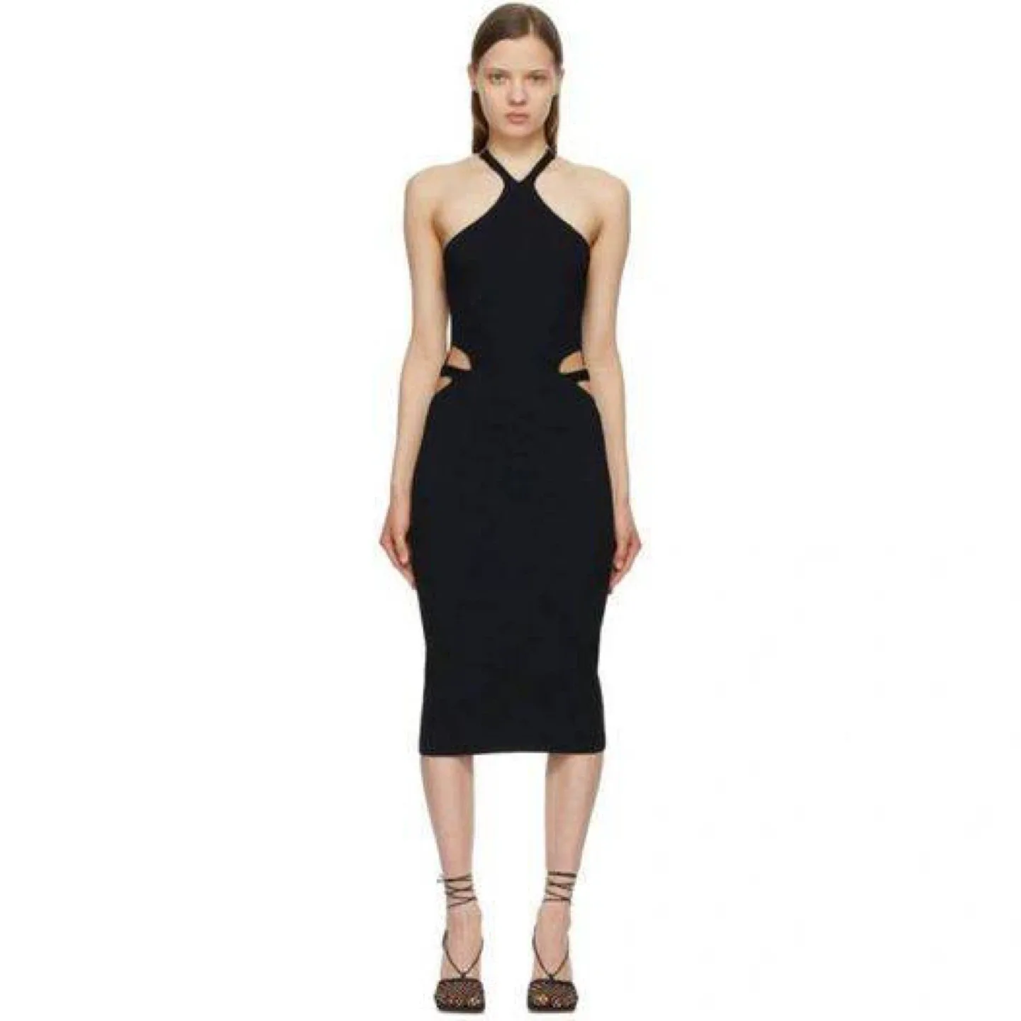 Dion Lee Ribbed Lustrate Fork Dress (Dark Navy) image indicator(7)