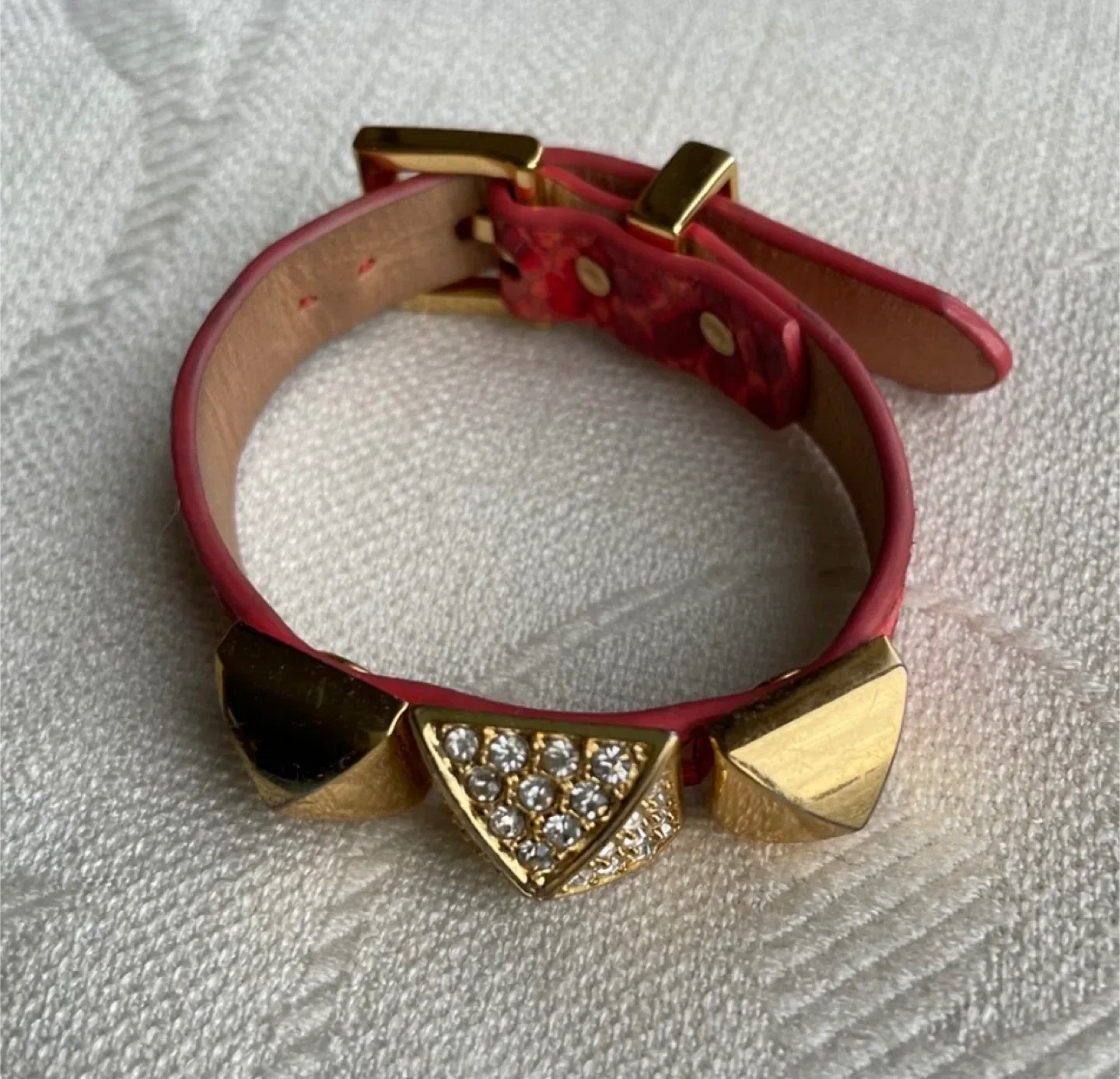 Juicy Couture Red & Gold  leather Studded Bracelet image indicator(2)