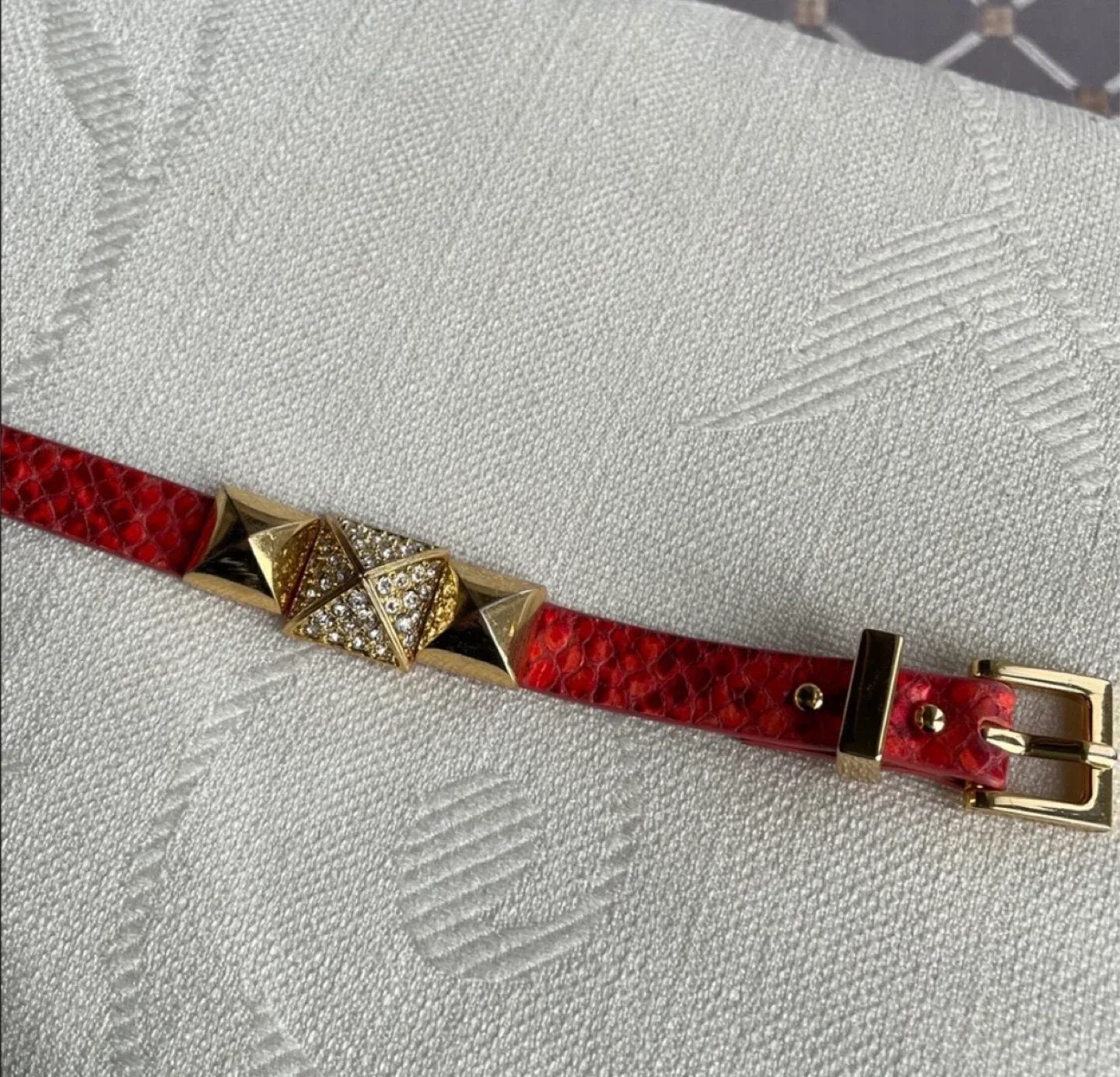 Juicy Couture Red & Gold  leather Studded Bracelet image indicator(3)