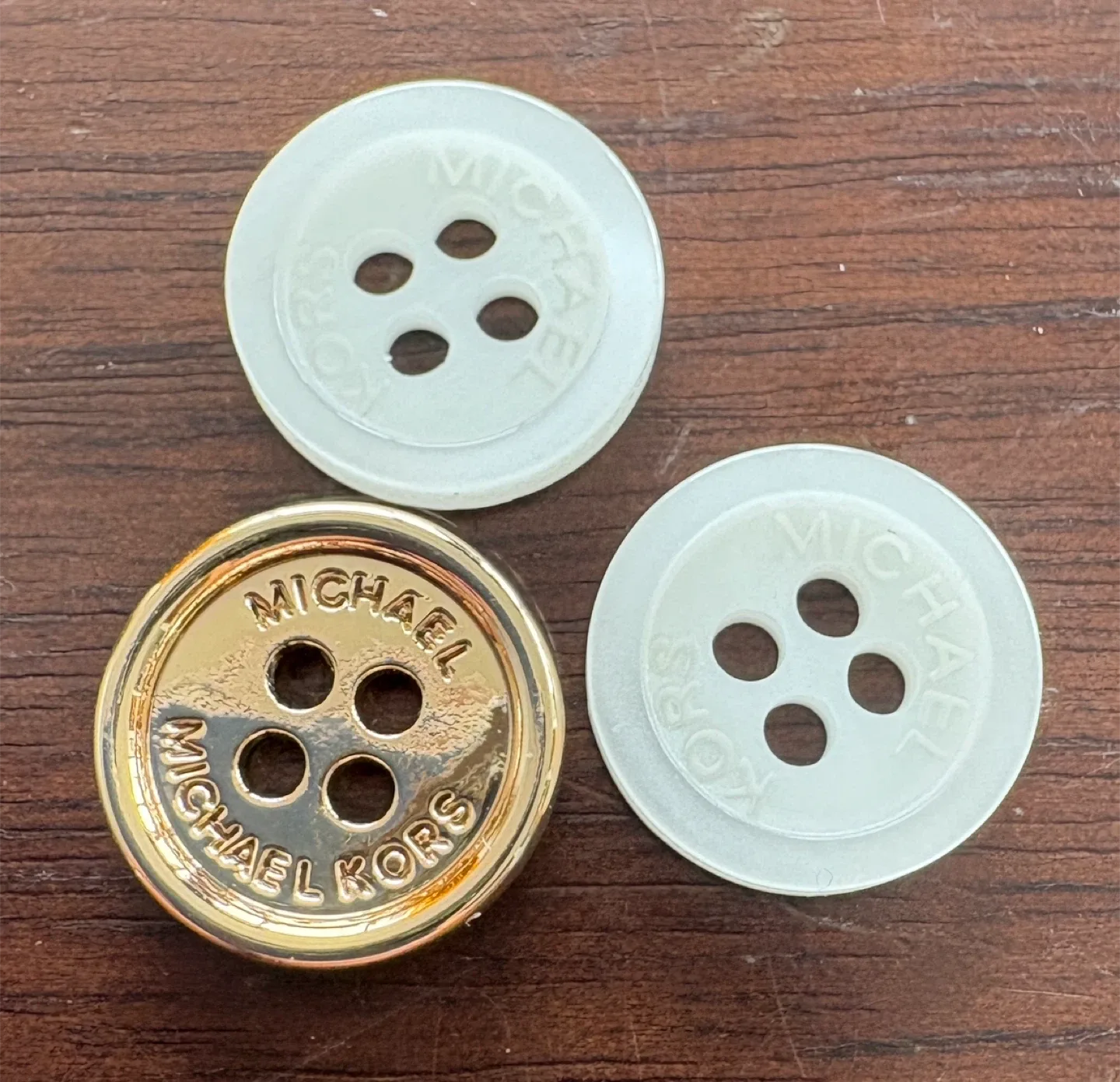 3/$10 Michael Kors Buttons - Gold & White thumbnail
