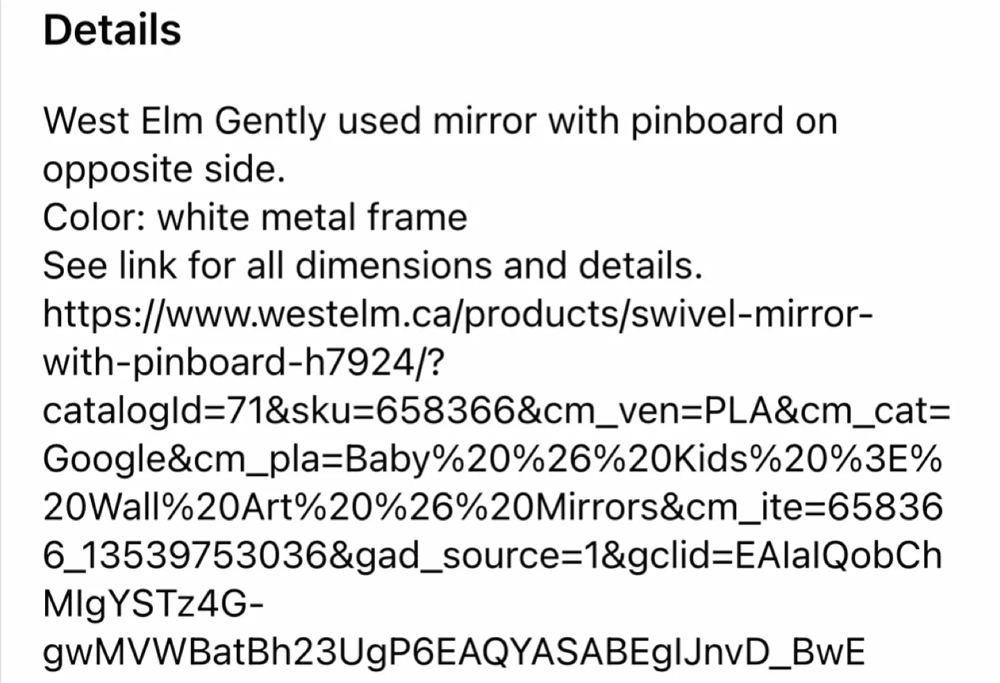 West Elm Swivel mirror/pin board wall mounted White image indicator(8)