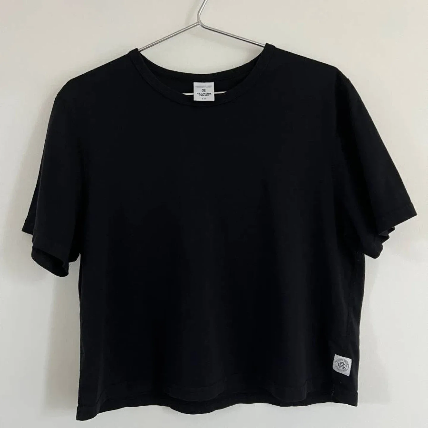 Reigning Champ Black Cropped Tee Tshirt - Size L (Women's)