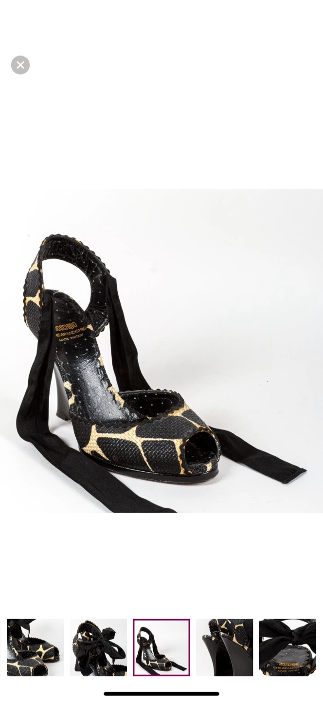 Moschino Giraffe Print Wedge Heels - Size 38