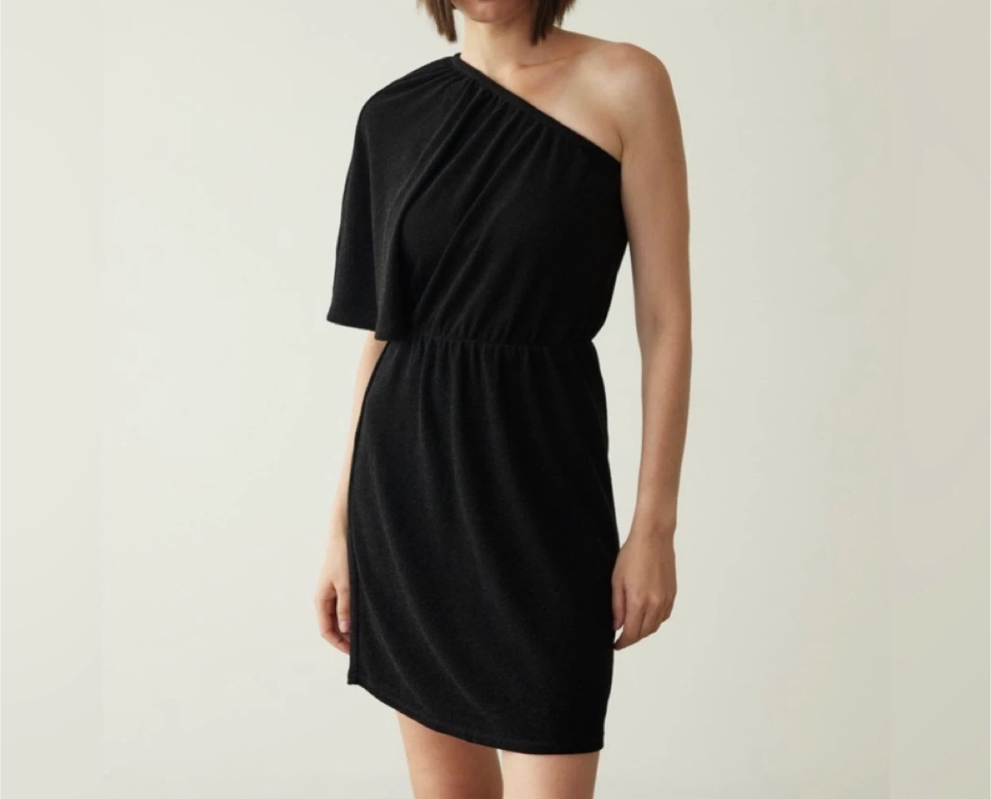 One-Shoulder Shimmery-Knit Dress - photo 2