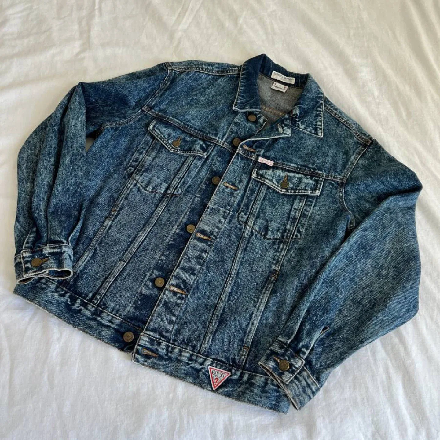 Vintage 80s Georges Marciano GUESS? Acid Wash Denim Jean Jacket thumbnail