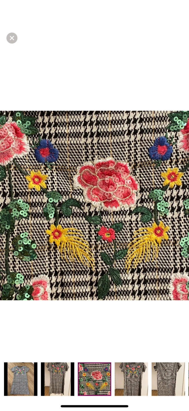 Plaid Dress with Floral Embroidery - photo 3
