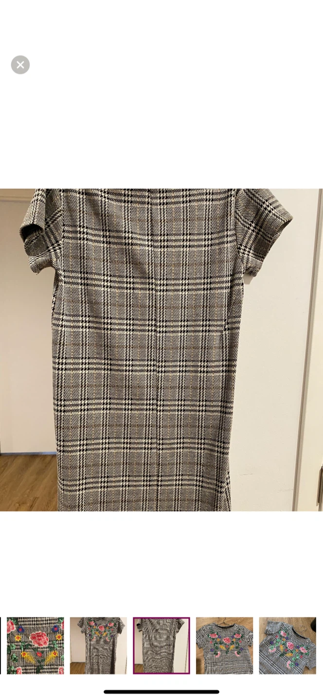 Plaid Dress with Floral Embroidery - photo 2