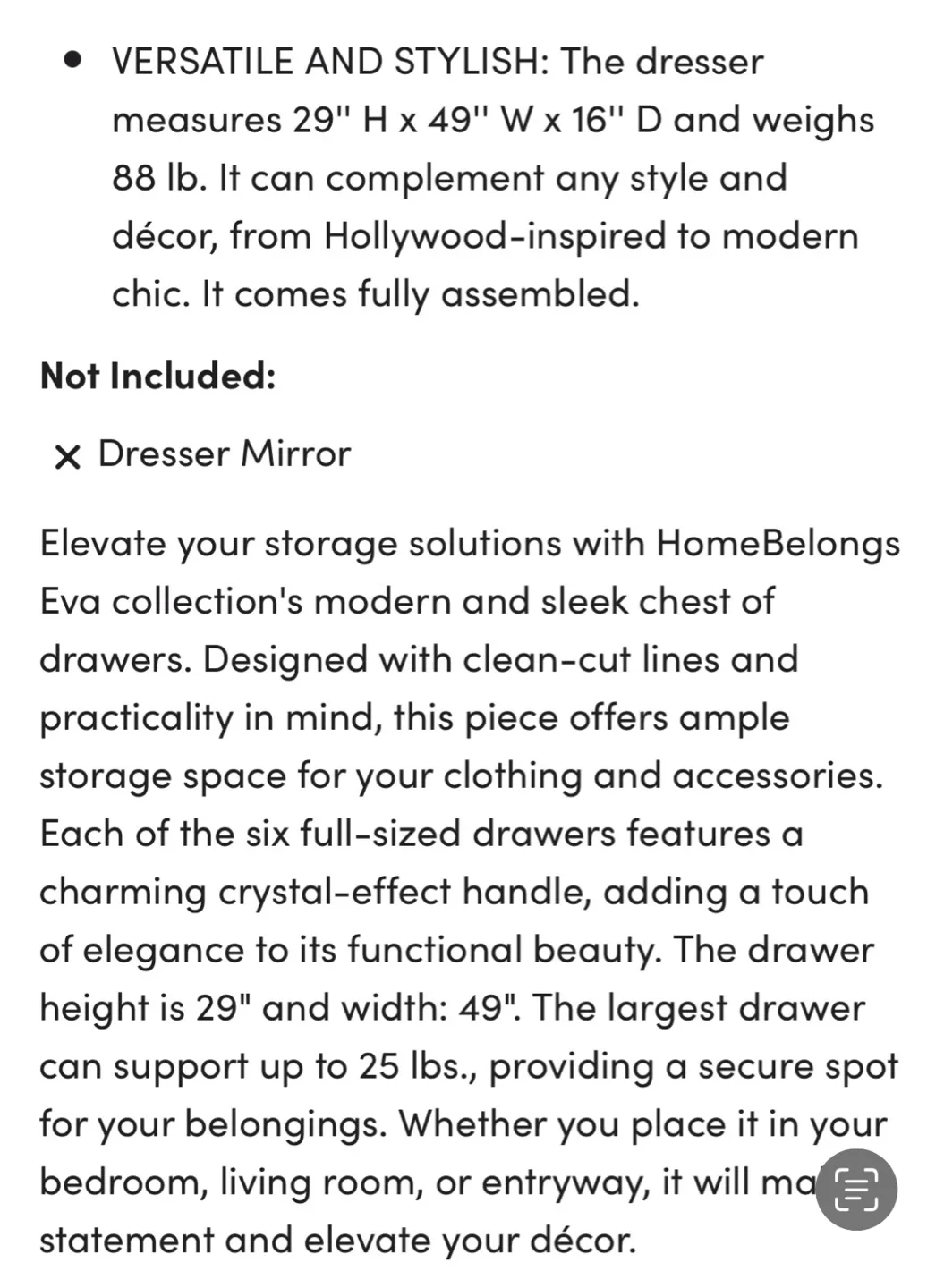 Mirrored 6-Drawer Dresser image indicator(9)