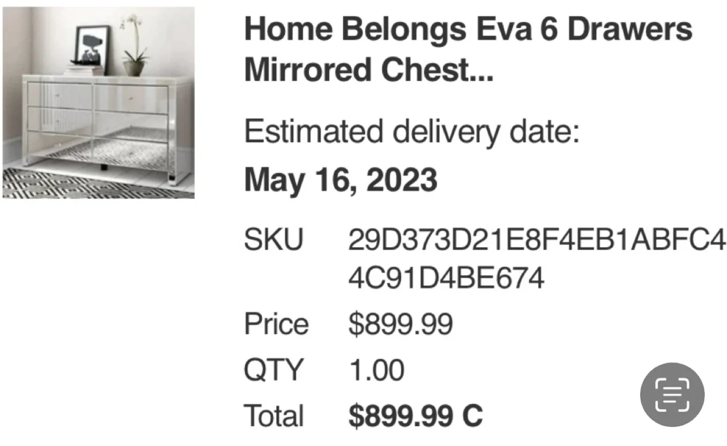 Mirrored 6-Drawer Dresser image indicator(10)