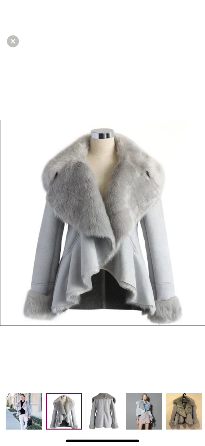 Gray Faux Fur Collar Coat - photo 2