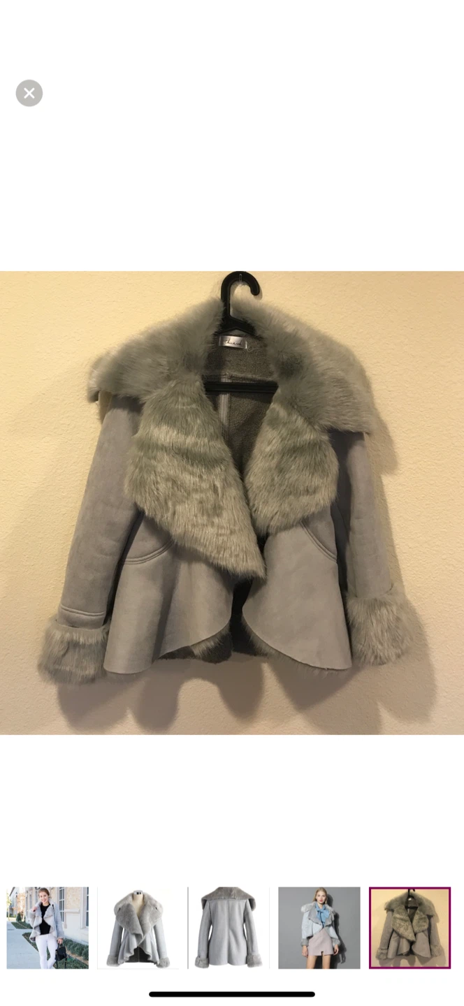 Gray Faux Fur Collar Coat - photo 3