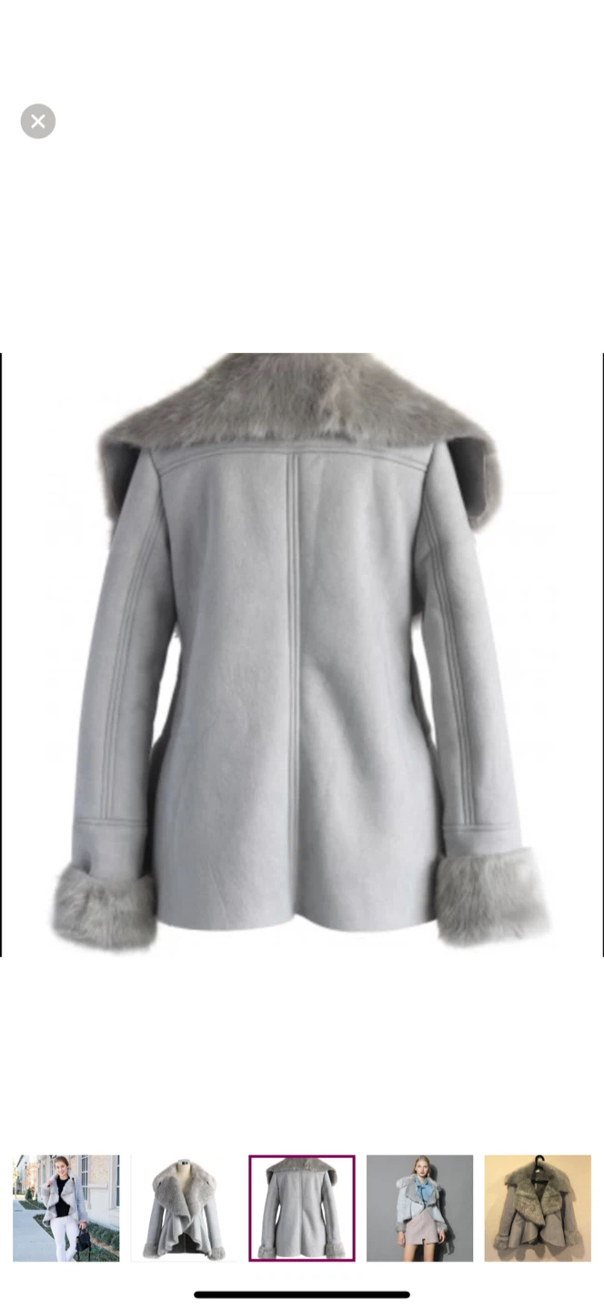 Gray Faux Fur Collar Coat