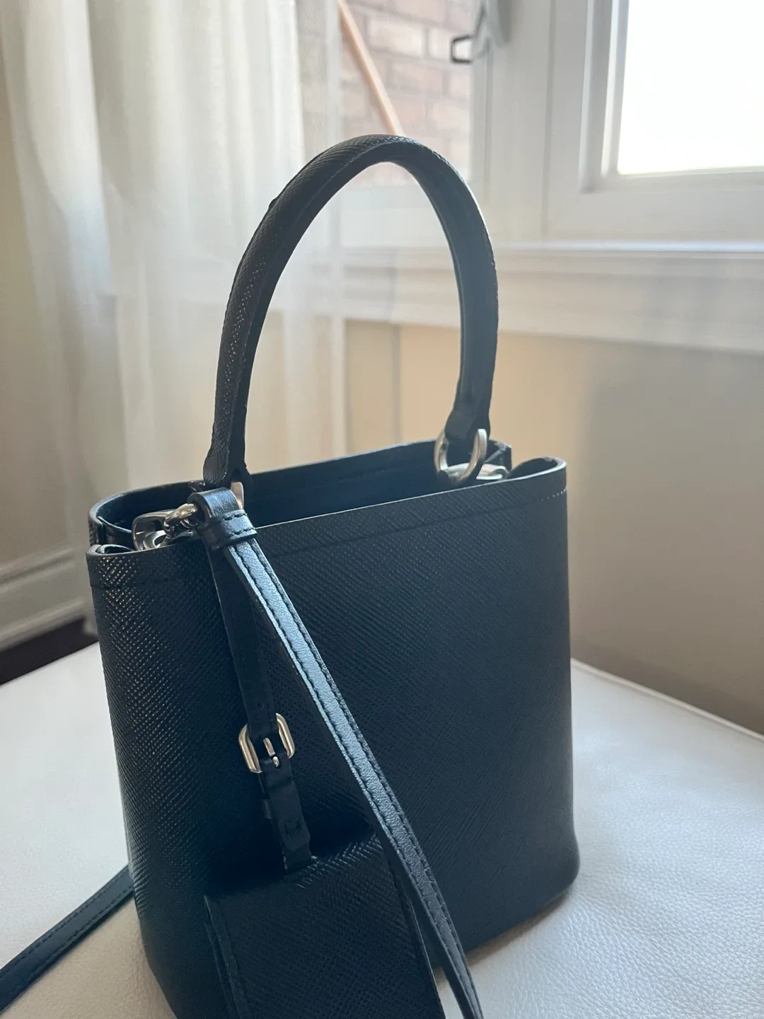 Prada Black Leather Bucket Bag w/ Charms image indicator(3)