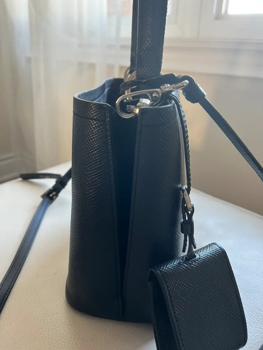 Prada Black Leather Bucket Bag w/ Charms image indicator(2)
