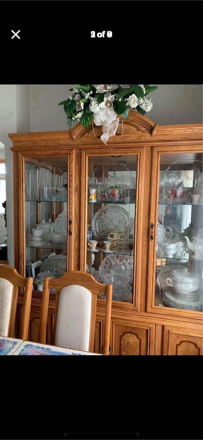 Solid oak wood hutch build  in lighting in it