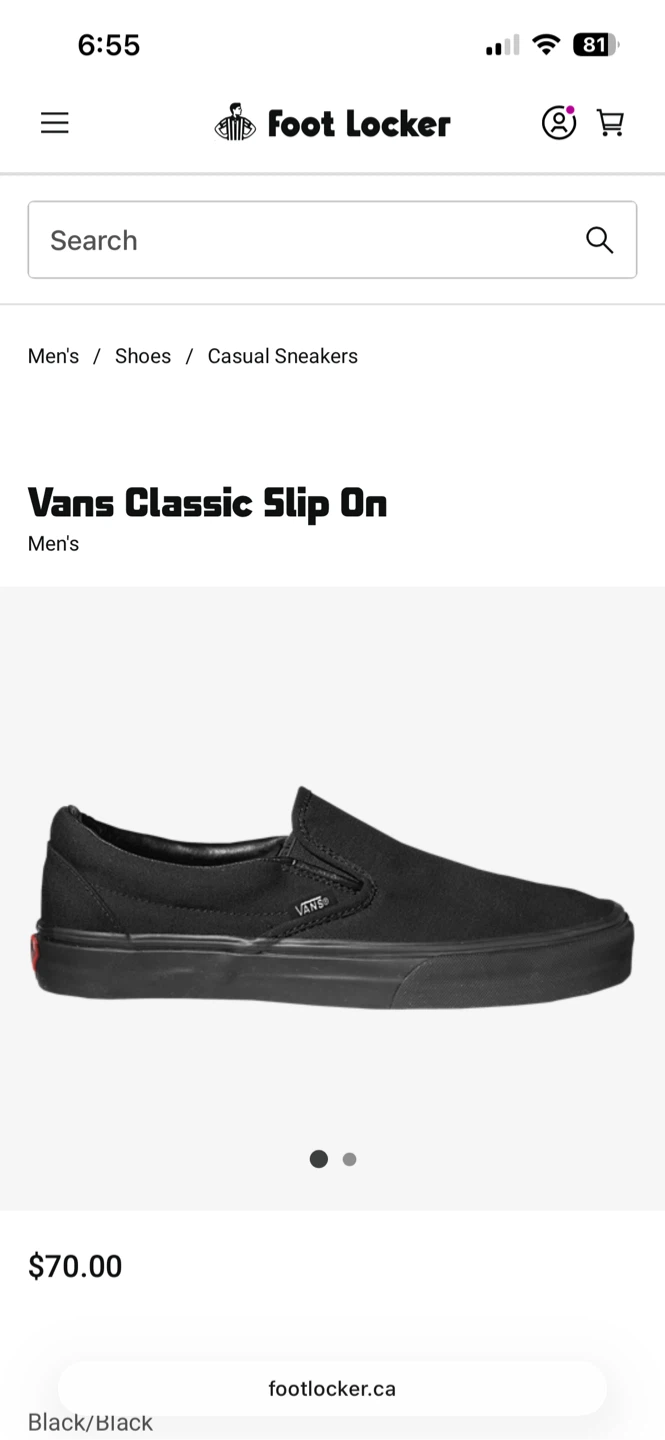 Vans Classic Slip-On - Black, Men's US 9