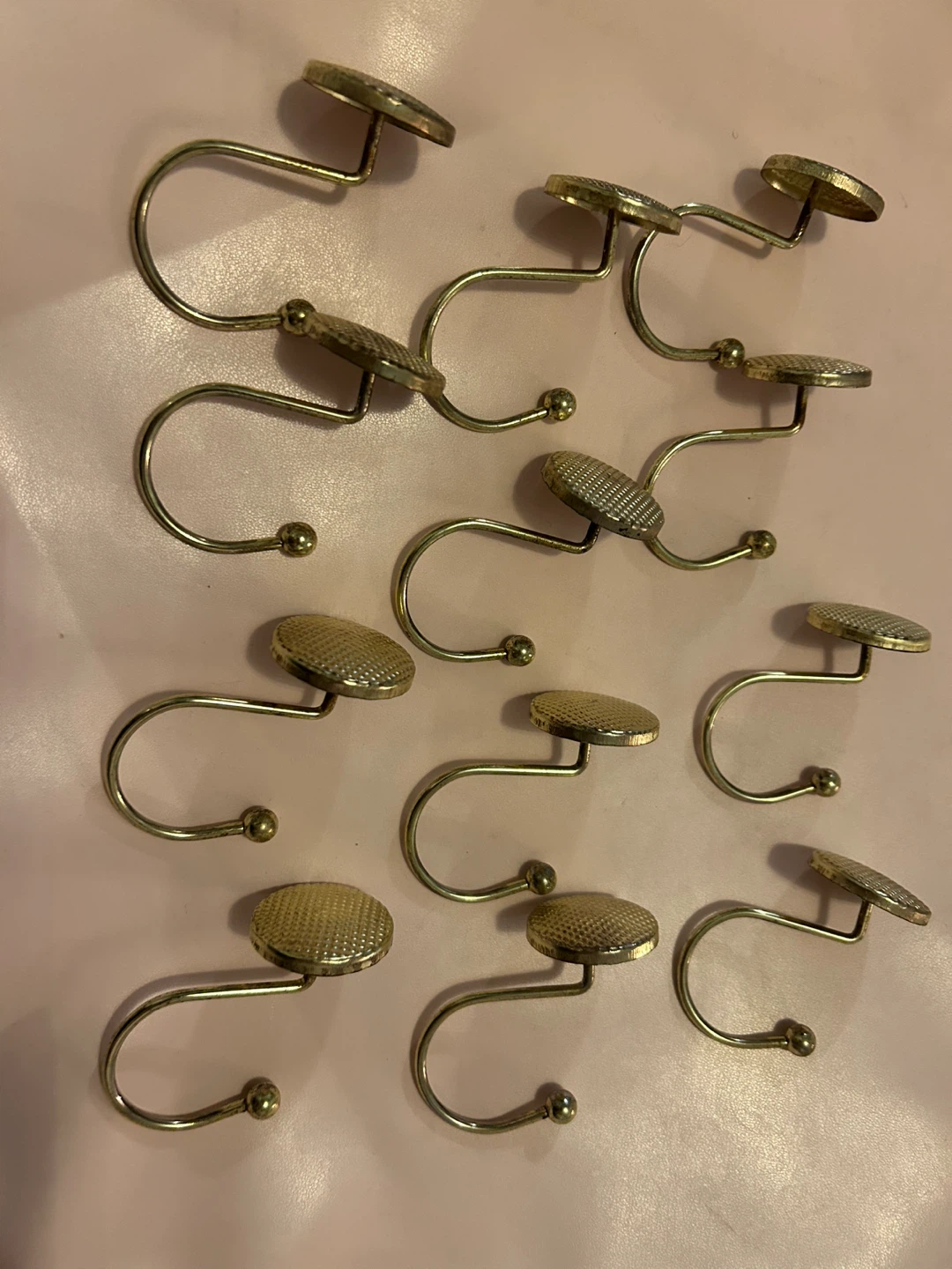 Gold shower curtain hooks