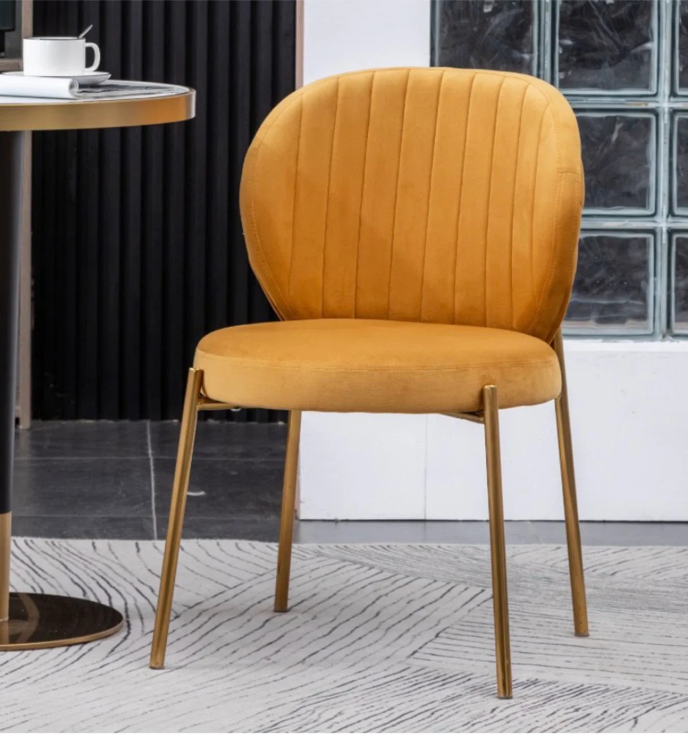 Yellow Velvet Dining Chair