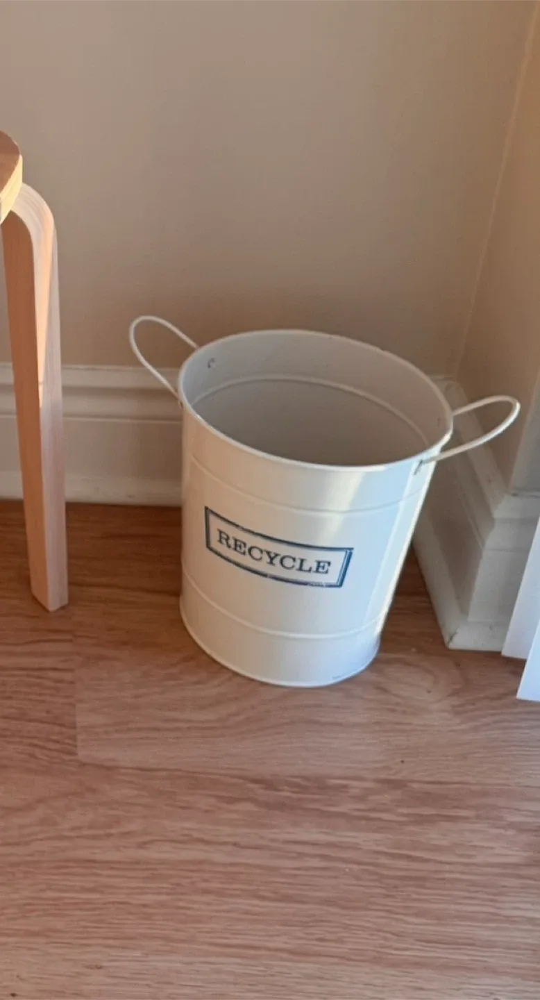 White Recycle Bin with Handles thumbnail