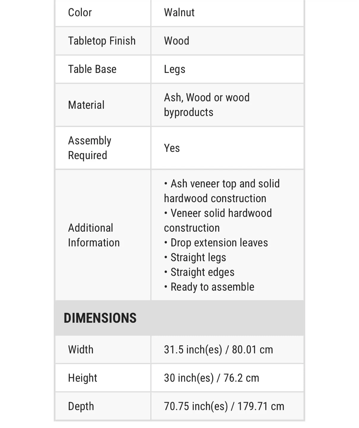 *Brand New* Walsh  71" Extension Table (Dining Tables image indicator(5)