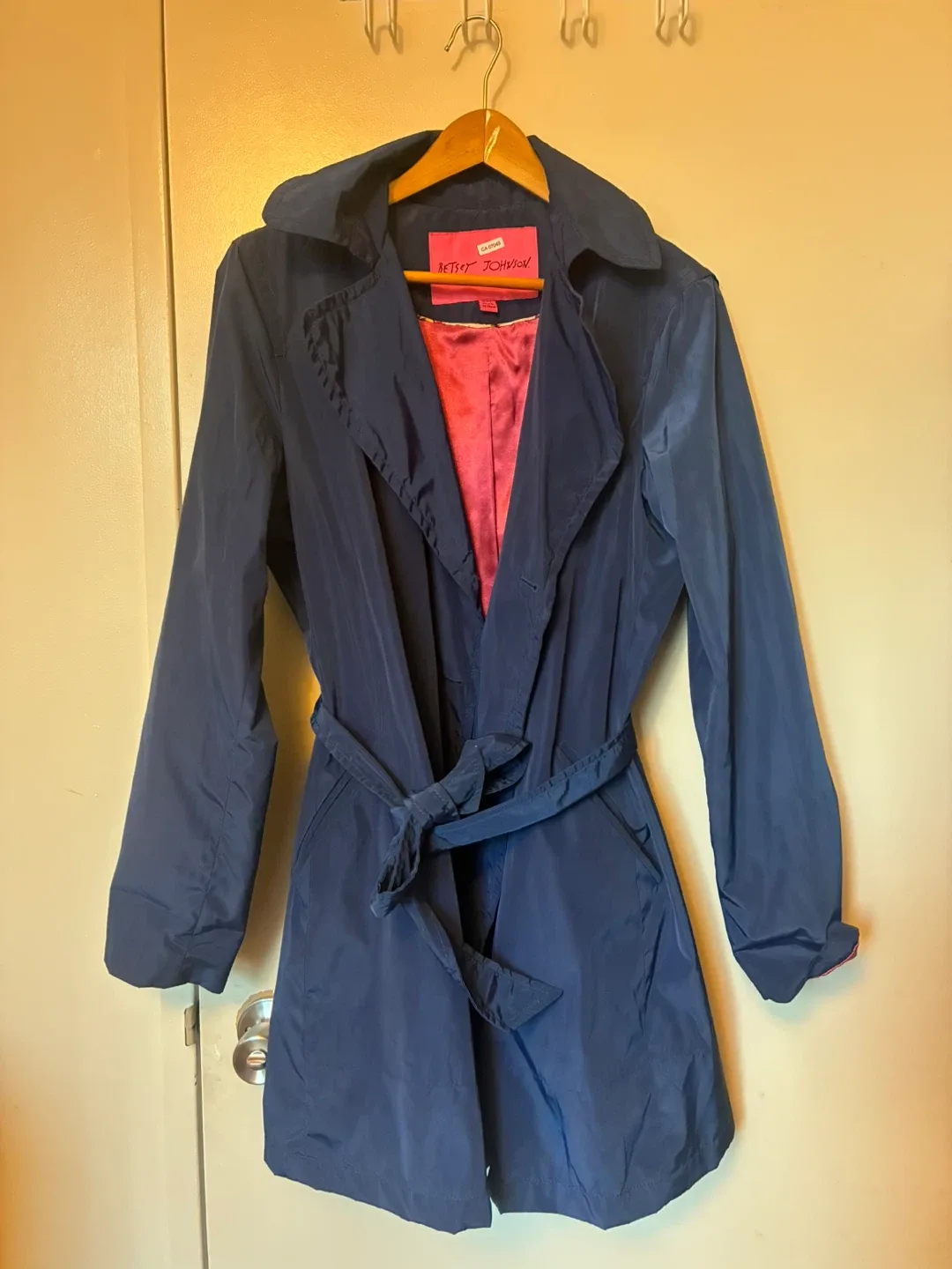 Betsey Johnson Navy Blue Trench Coat - Size XL thumbnail