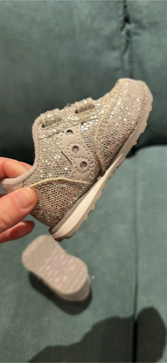 Saucony Jazz Hook & Loop Silver Glitter Shoes thumbnail