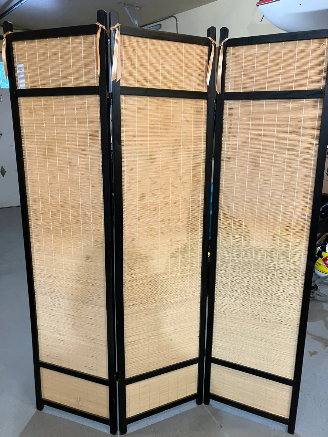 2 Bamboo Room Divider Screens - 3 Panel