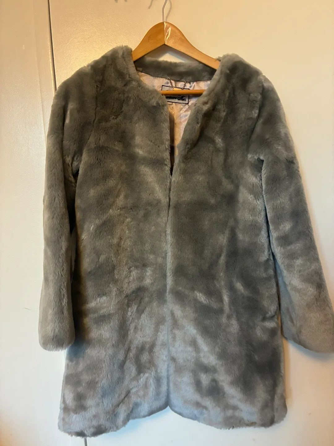 Faux Fur Coat - Grey thumbnail