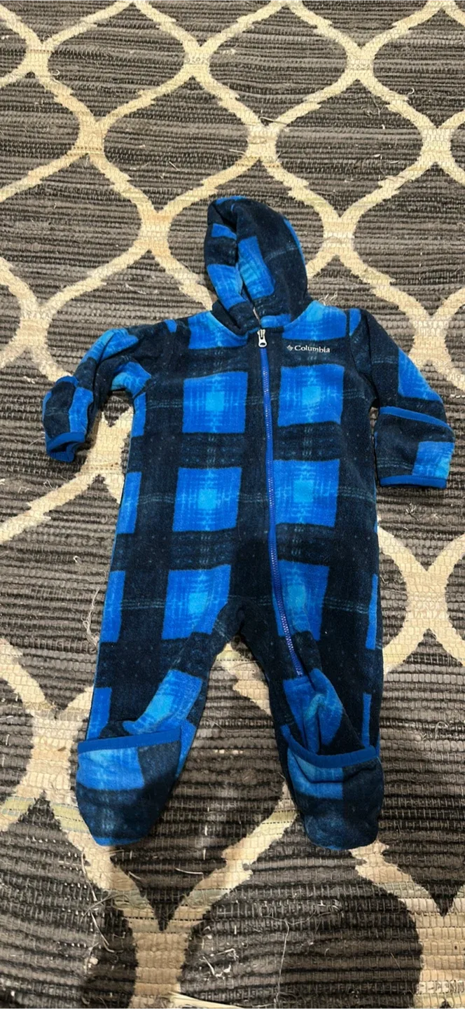 Columbia Blue Plaid Fleece Onesie 6-12 m thumbnail