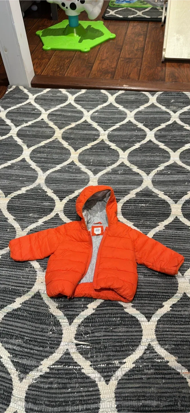 Baby Gap Orange Puffer Jacket, Size 6-12 Months thumbnail
