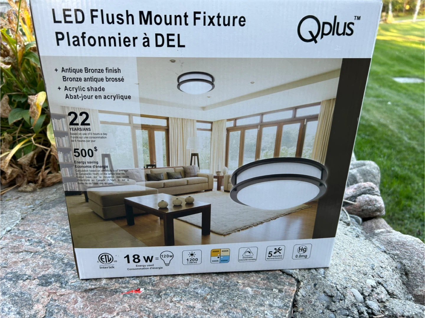Qplus LED Flush Mount Fixture - Bronze Finish