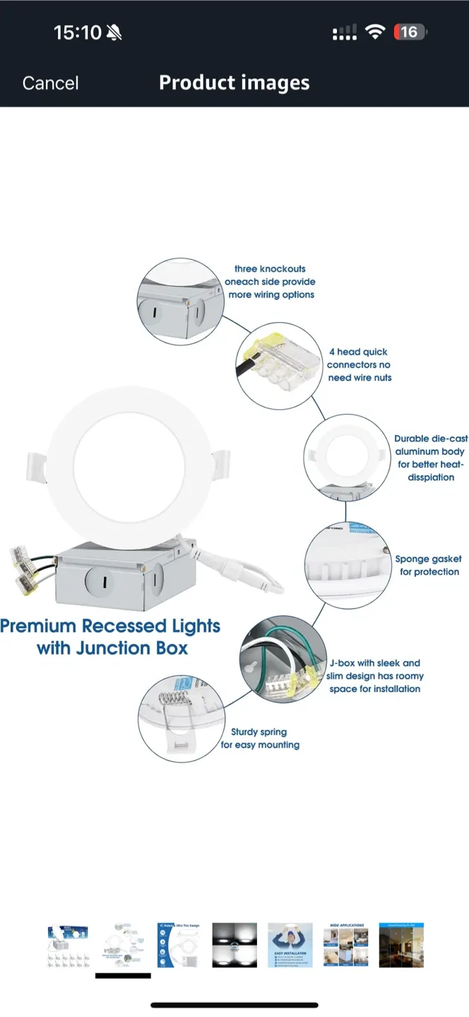INCARLED 4" LED Recessed Light with Junction Box - 24 Pack image indicator(2)