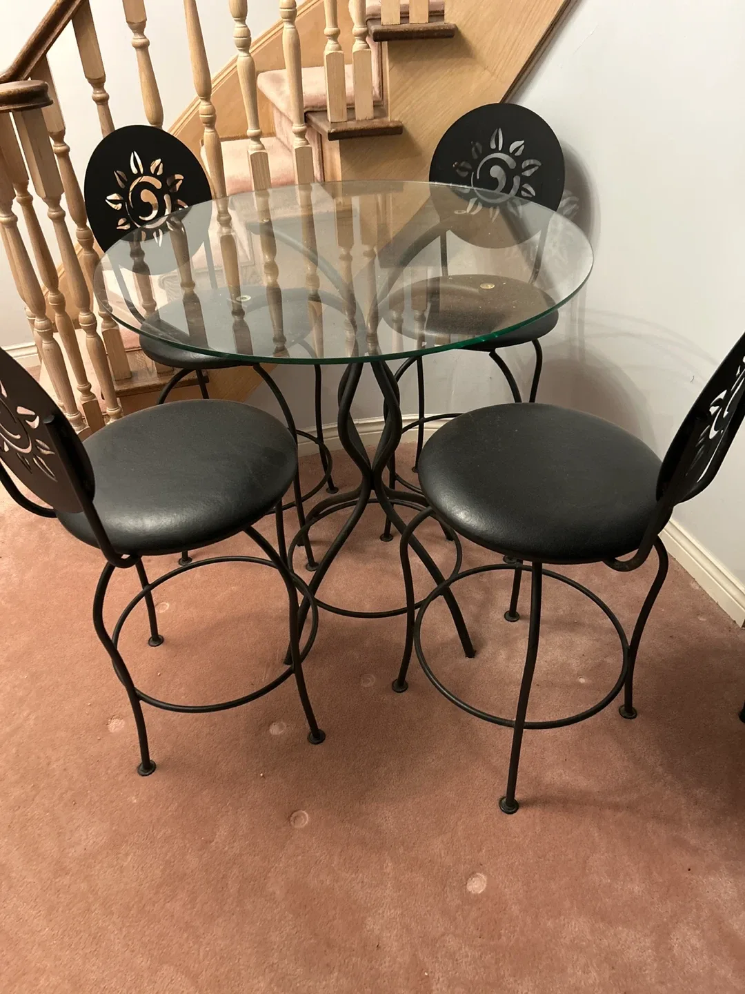 Glass Top Bar Table Set with 4 Chairs image indicator(2)
