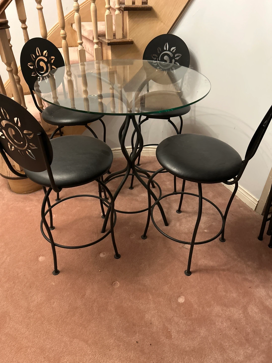 Glass Top Bar Table Set with 4 Chairs