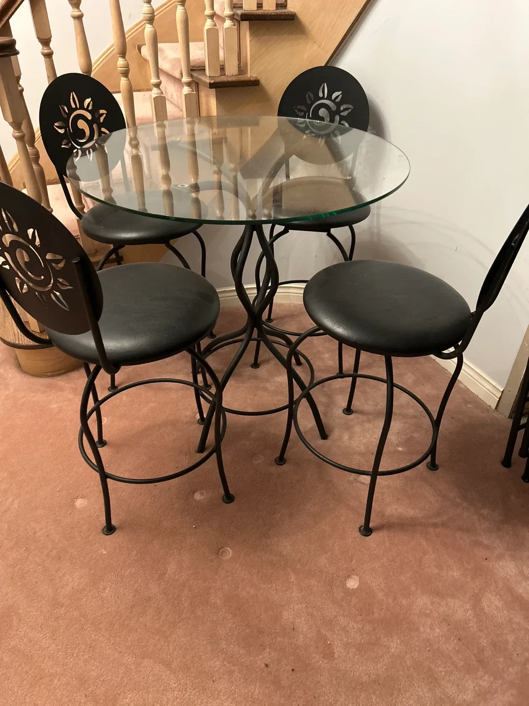Glass Top Bar Table Set with 4 Chairs thumbnail