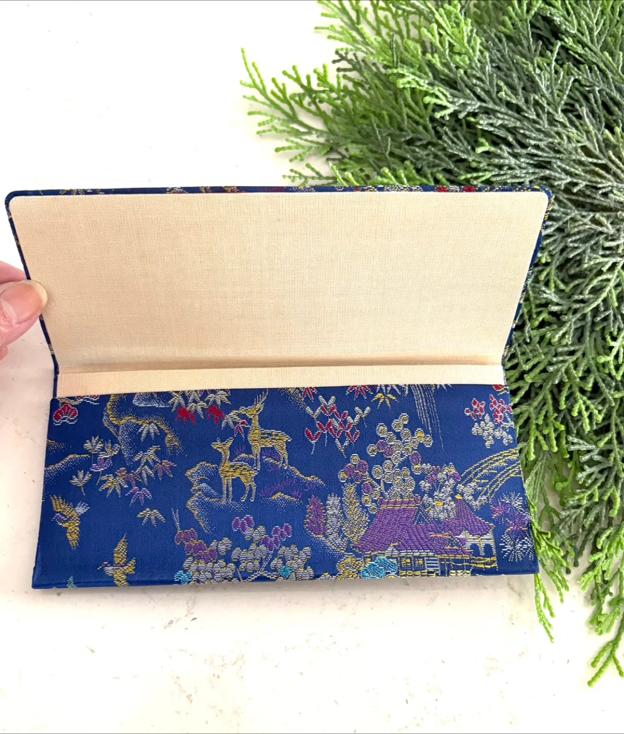 Blue Japanese Nishijin-ori Brocade Wallet / Clutch image indicator(4)