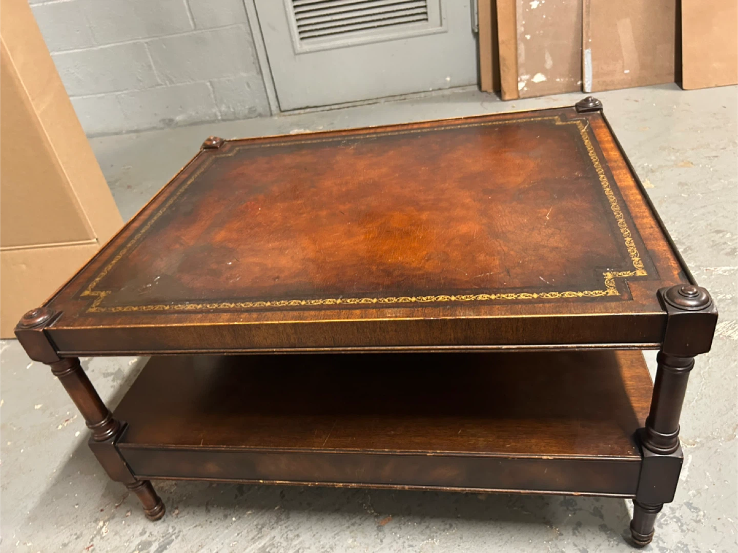 Vintage Leather Top Coffee Table - photo 3
