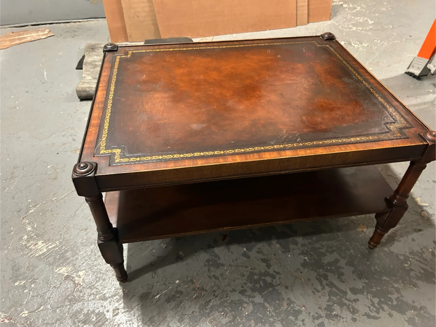 Vintage Leather Top Coffee Table