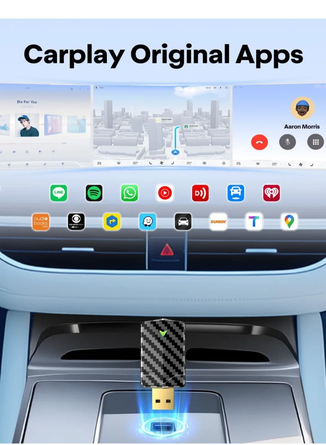 Wireless CarPlay Adapter - Sleek Carbon Fiber Design image indicator(5)