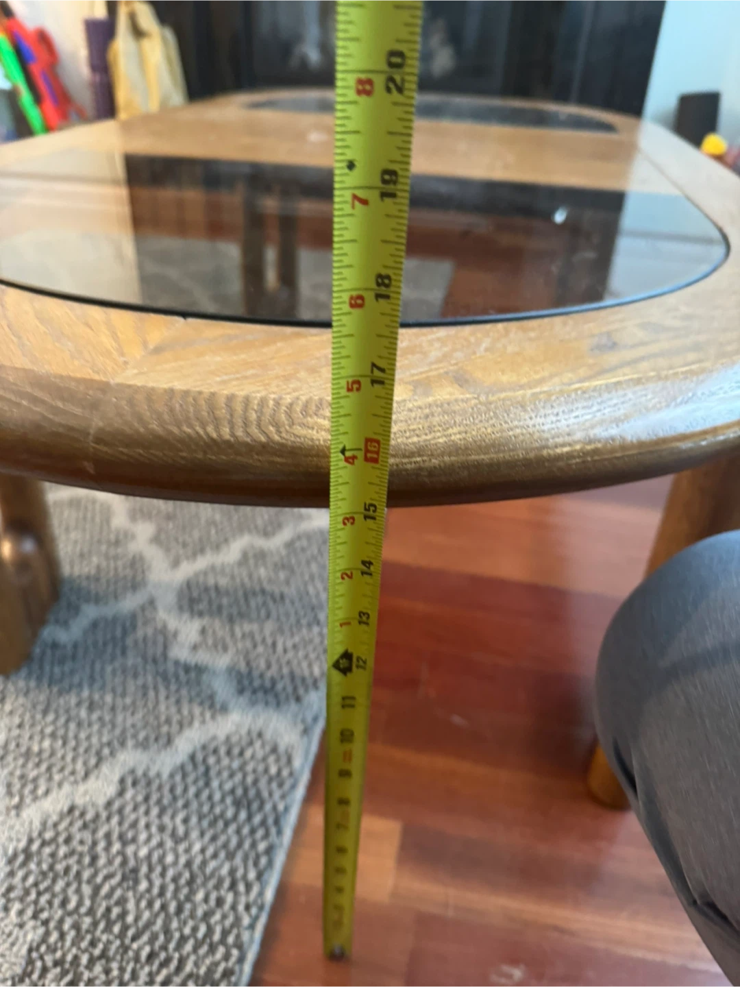 Oval Wood & Glass Coffee Table - 54" x 20" - photo 5
