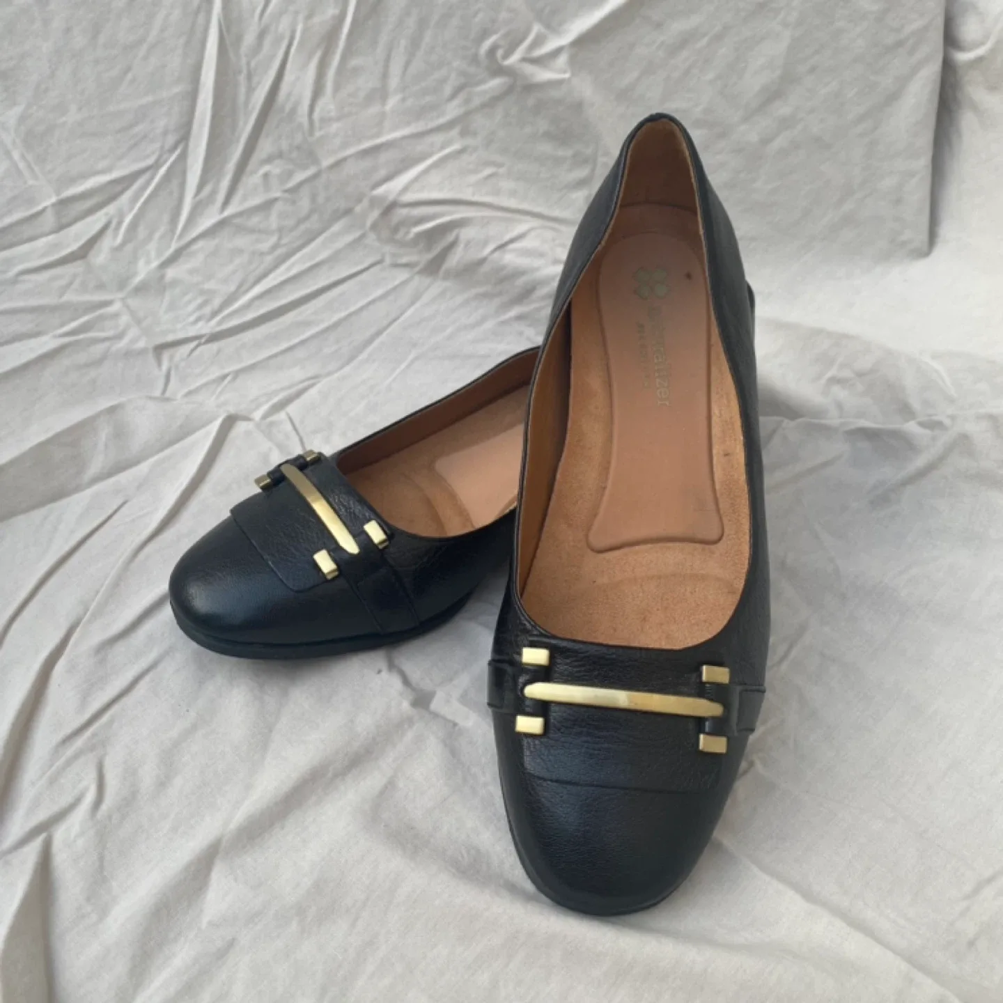 Naturalizer Black Leather Flats thumbnail