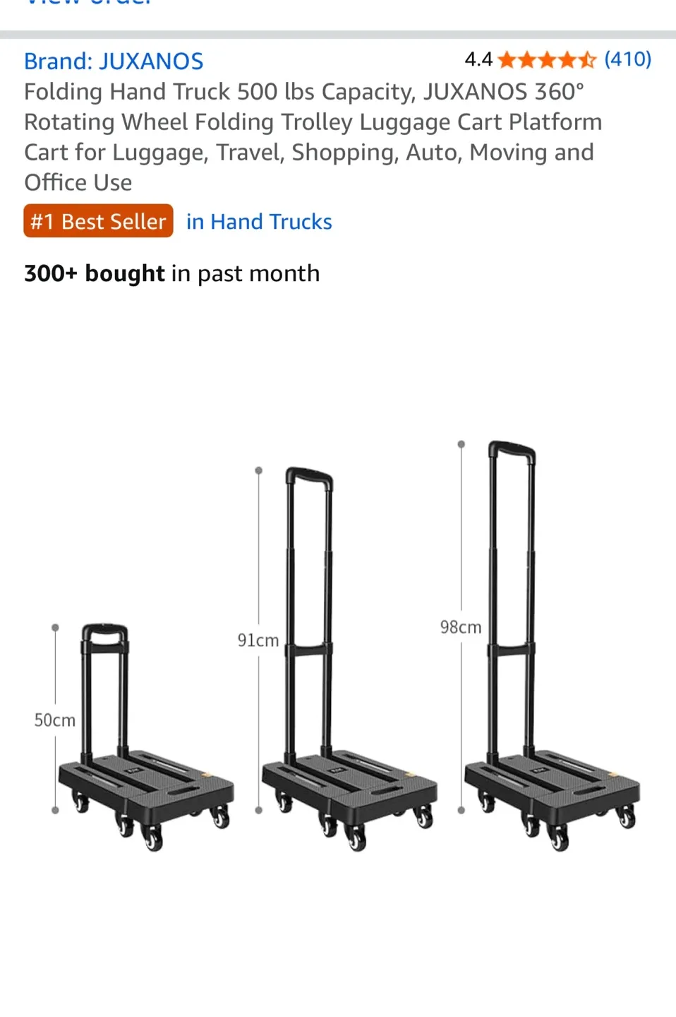 JUXANOS Folding Hand Truck - 500 lbs Capacity image indicator(3)